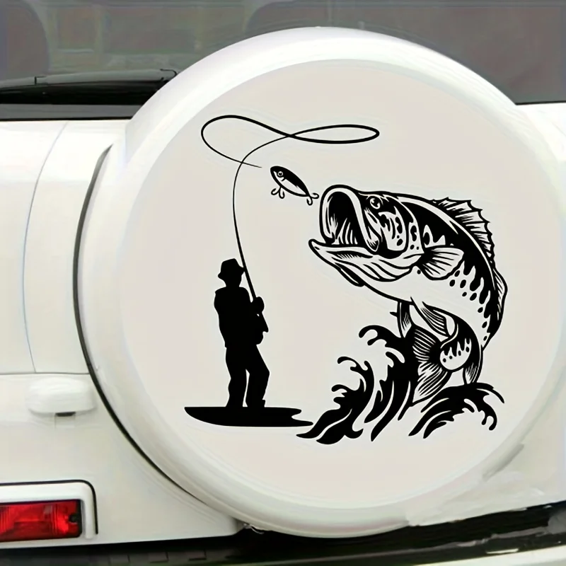 1px Fishing RV Camper Van Adventure Vinyl Sticker Waterproof Removable Decal for Motorcycle Helmet Car Body