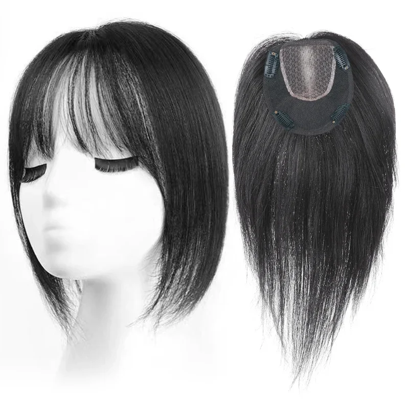 25/30 CM 360 Invisible Real Naturally Human Bangs Hair Seamless Transparent Lace Bangs Clip In 3D Air Bang Fringe Hair remy