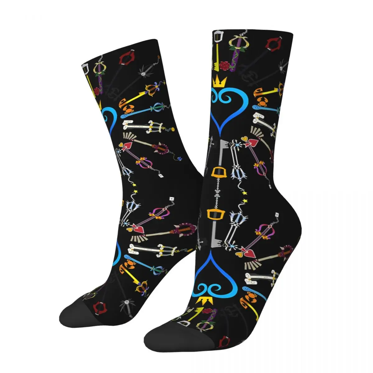 Vintage Kingdom Hearts Keyblades Men's compression Socks Unisex Harajuku Seamless Printed Novelty Crew Sock