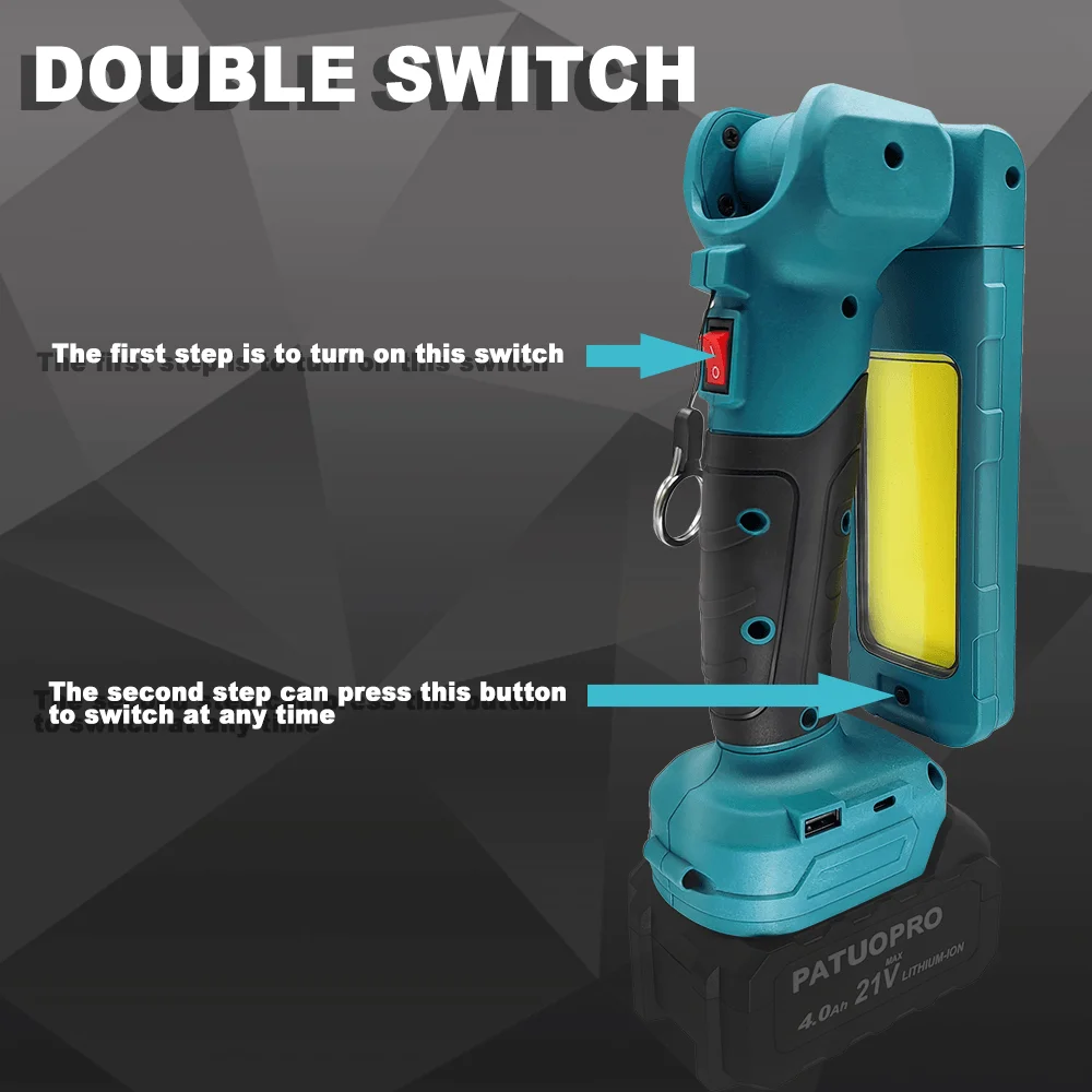 اللاسلكي LED ضوء العمل الفوانيس المحمولة يده الأضواء مصباح معلق مع USB + نوع C لبطارية ماكيتا 18 فولت (لا بطارية)