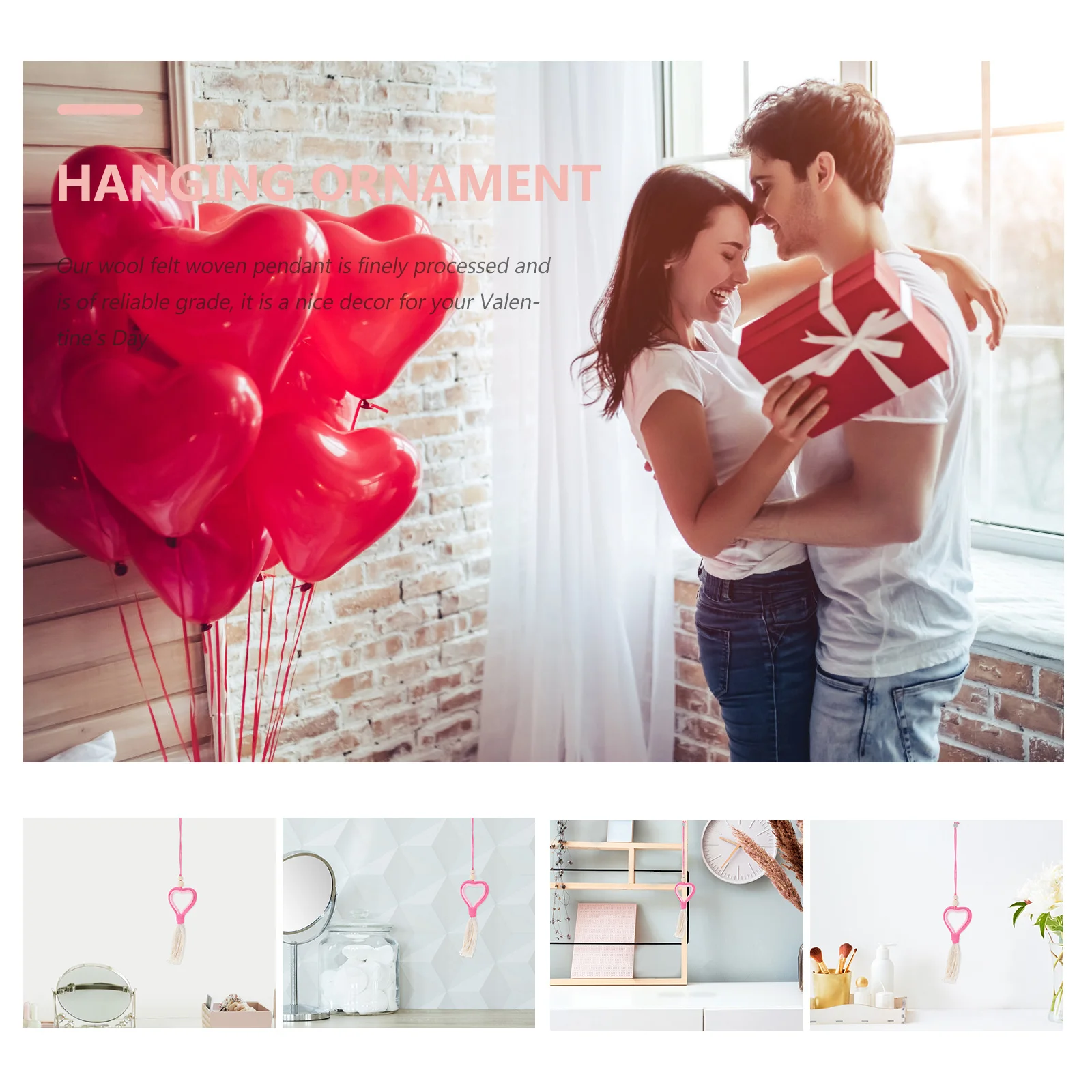 

Heart Shaped Pendant Wool Felt Woven Valentine Decor Wall Hanging Tassel Ornament Home Party Decoration Wool Felt Tassel Pendant