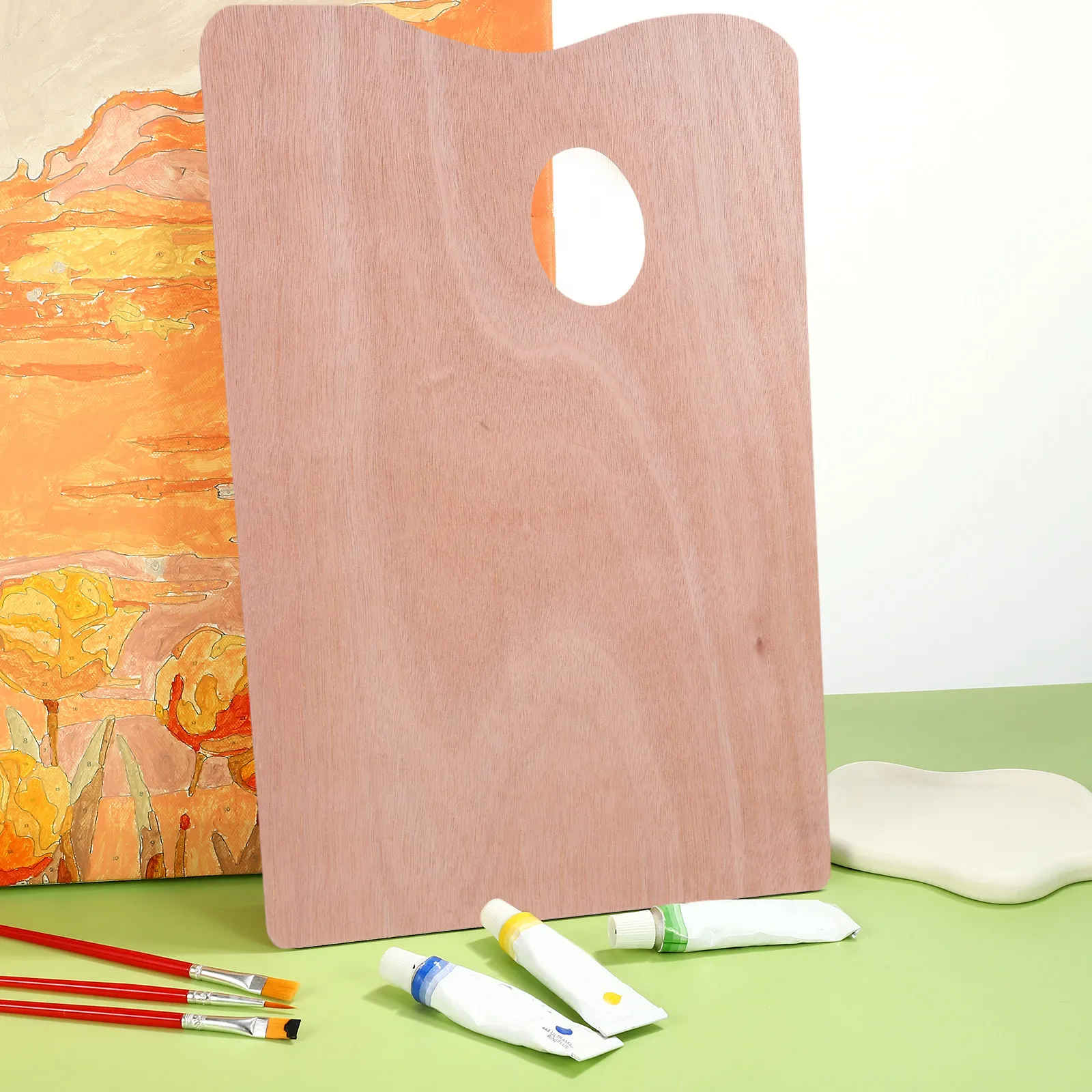 Extra Large Wood Painting Palette for Oil Gouache Watercolor Acrylic Artists Thumb Hole Grip Smooth Surface Easy to Clean