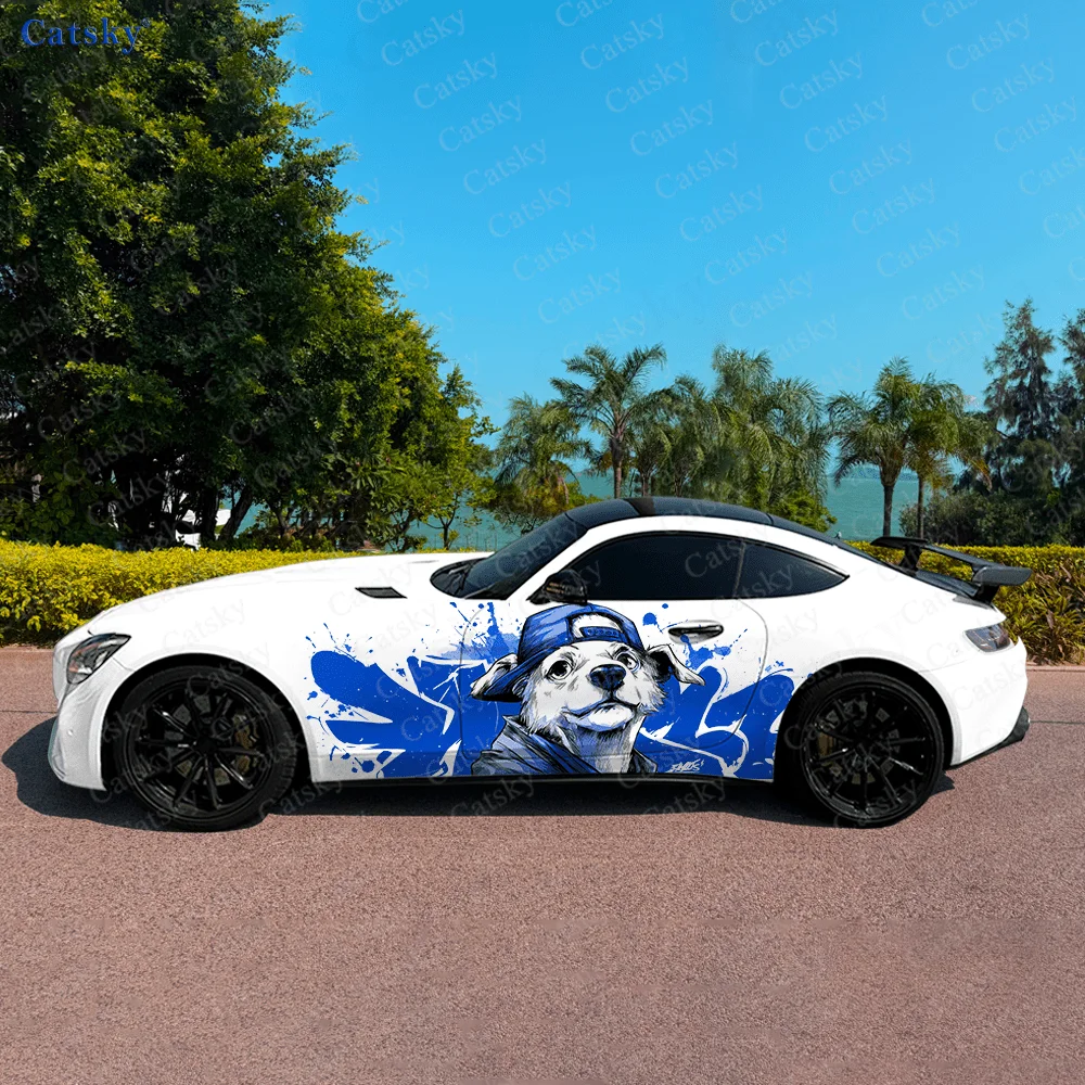 

Colorful Hip Hop Dog Car Vinyl Wraps Decal Self-adhesive PVC Sticker Suitable for Trucks SUV Decoration Auto Accessories Gift