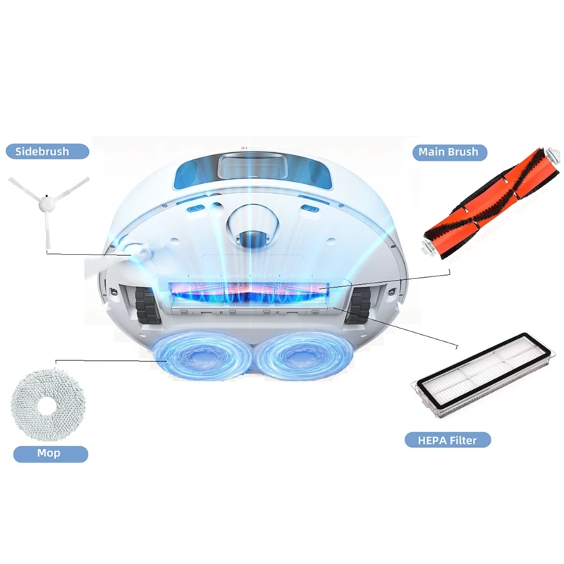 Kit de accesorios para Xiaomi Dreame S10 / S10 Pro, cepillo lateral principal, filtro, mopa, soporte de tela, bolsa de polvo