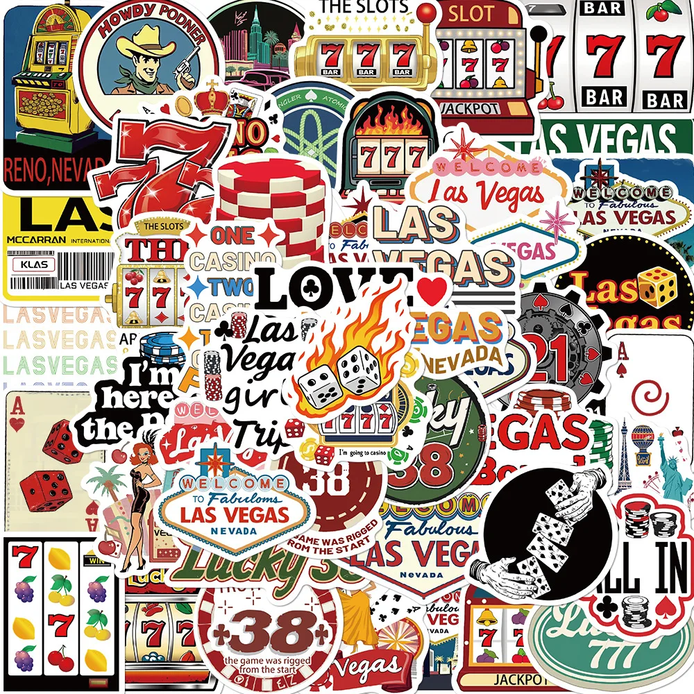 50pcs American National Chips Poker Cartoon Style Series Graffiti Stickers For Helmet Desktop Wall Decoration DIY Stickers