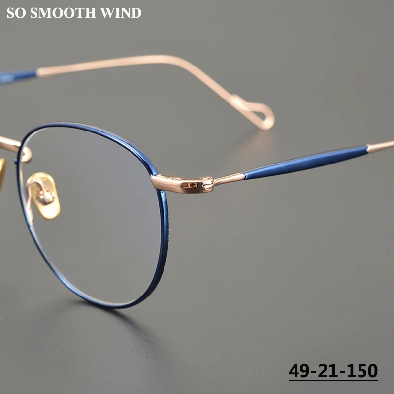 Pure Titanium Ultra-light Literary Glasses Frame for Men Women Retro Oval Round Eyeglasses Blue Light Designer Spectacle Eyewear