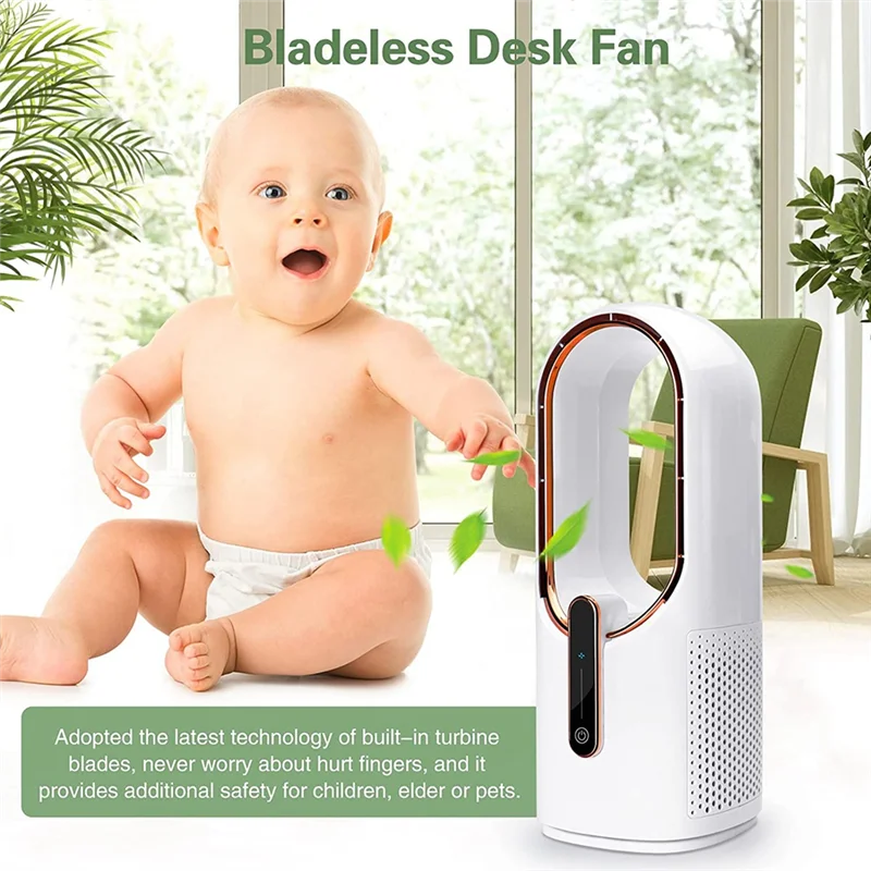 Desk Fan Bladeless, Office Fan Small Cooling Fan Portable Silent Fan Type-C Charging for Office, Living Room, Bedroom