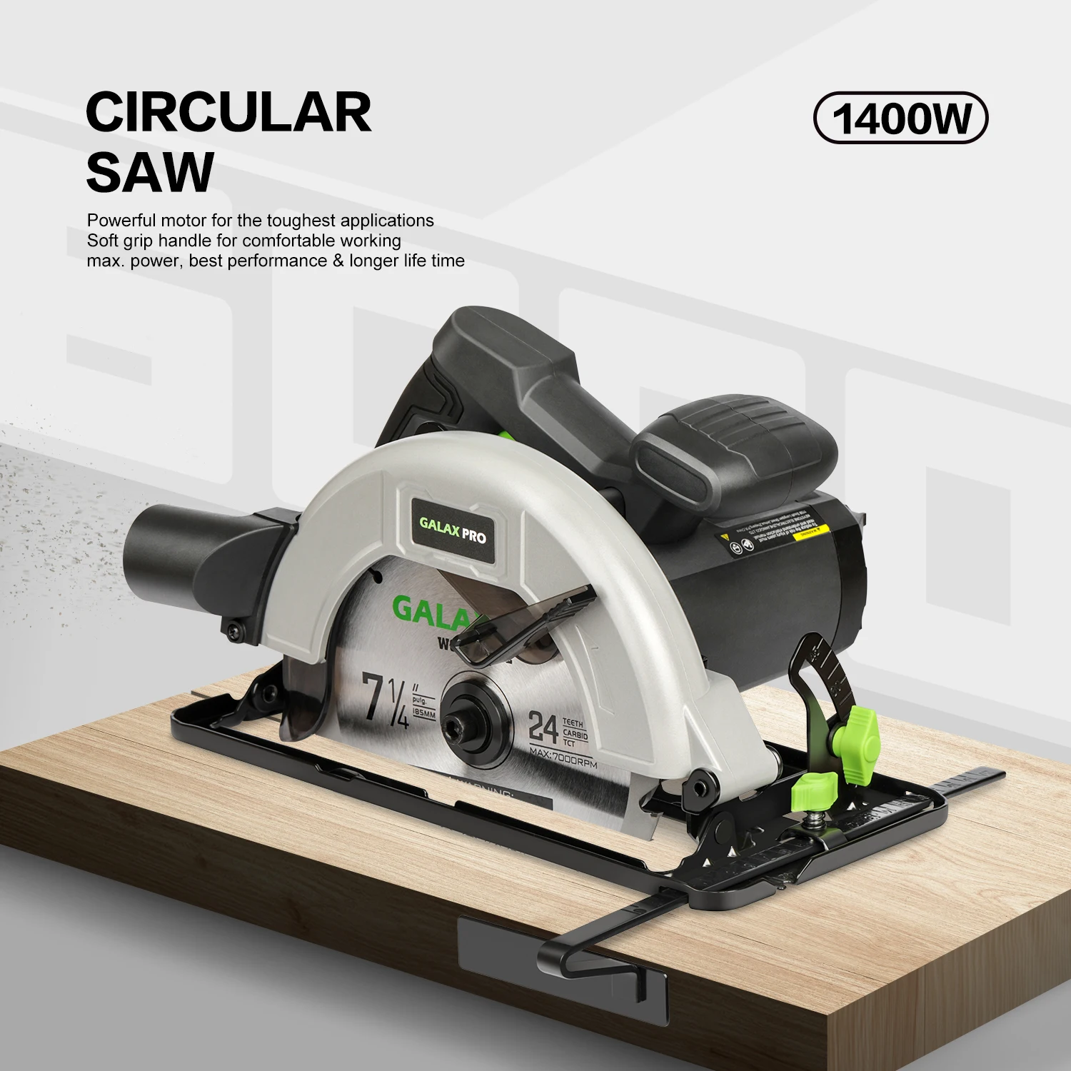 GALAX PRO 11A Circular Saw,Dust Collection,185mm Blade Adjustable Bevel 1400W 6000RPM Circular Saw,Adjustable Depth & Bevel Cutting 62Mm(90°)/48Mm(45°) Cutting,For Woodworking Projects