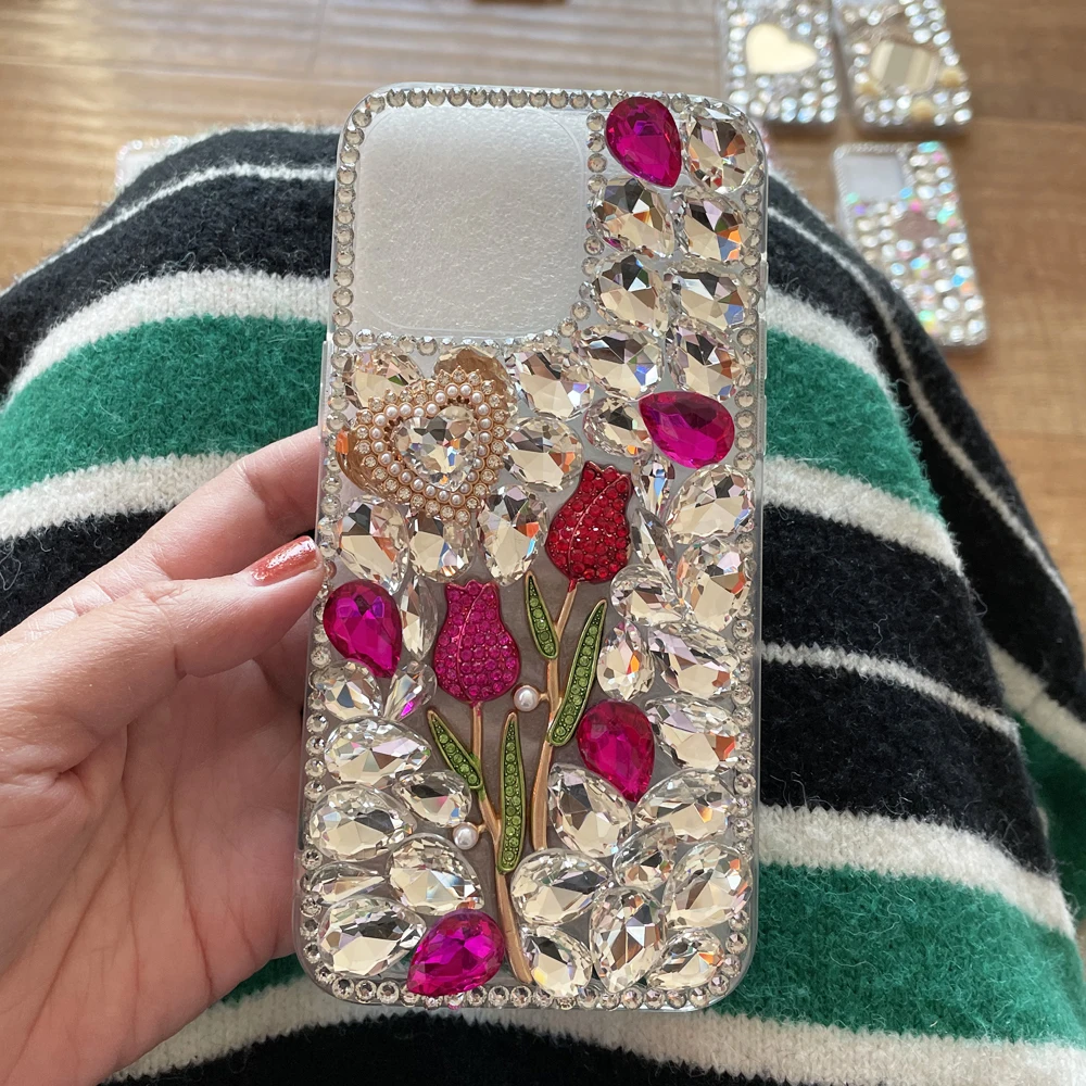 

Rose Heart Phone Cases For Samsung Galaxy S25 S23 FE S22 Plus S21 Ultra S20 S10 S9 Note 20 10 A54 A34 A14 Bling Rhinestone Funda