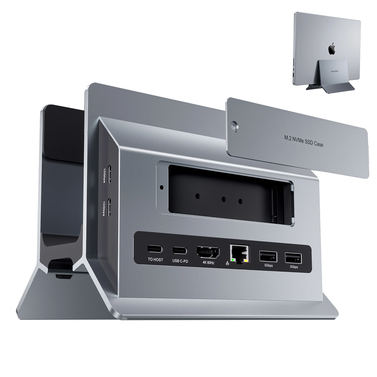 

11-in-1 MacBook Docking Station, Vertical Laptop Docking Station with M.2 NVMe case Compatible with MacBook,Windows Mac Mini