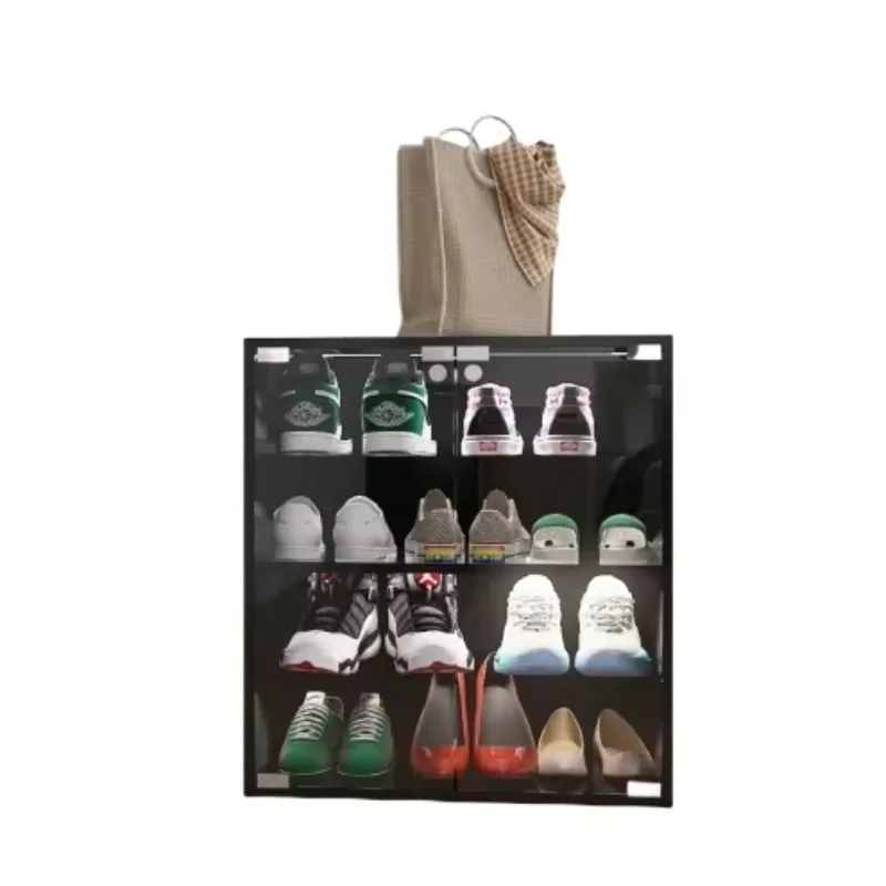 

4-Layer Smart Storage Black Shoe Cabinet Light Emitting Diode Light