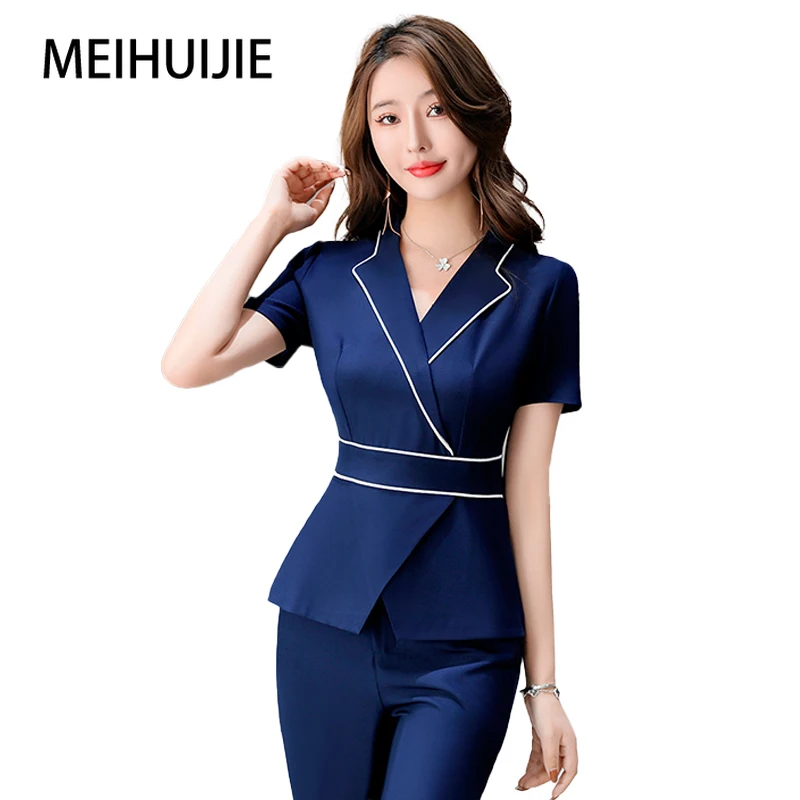 

Beauty Salon estheticienne Spa Uniform Massage Work Clothes Foot Therapist Work Gowns for Women Blue Beautician Uniform Suit