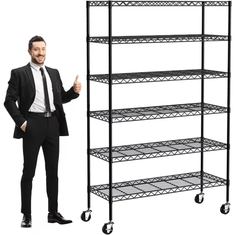 YYkokocat 6-Tier Wire Shelving Unit 2100Lb Capacity Adjustable Storage Shelves with Wheels NSF Metal Shelf,82