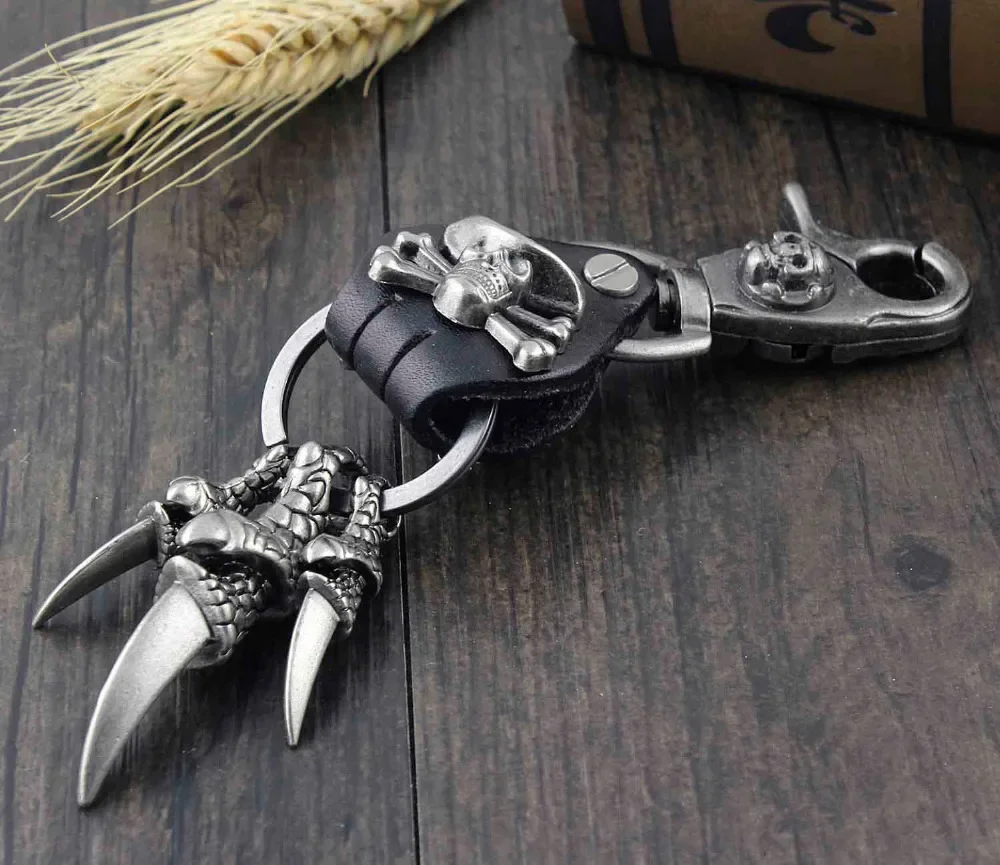 Claw Skull Clasp Trigger Clips Key Chain Biker Roker Car Key Ring Keychain KR02