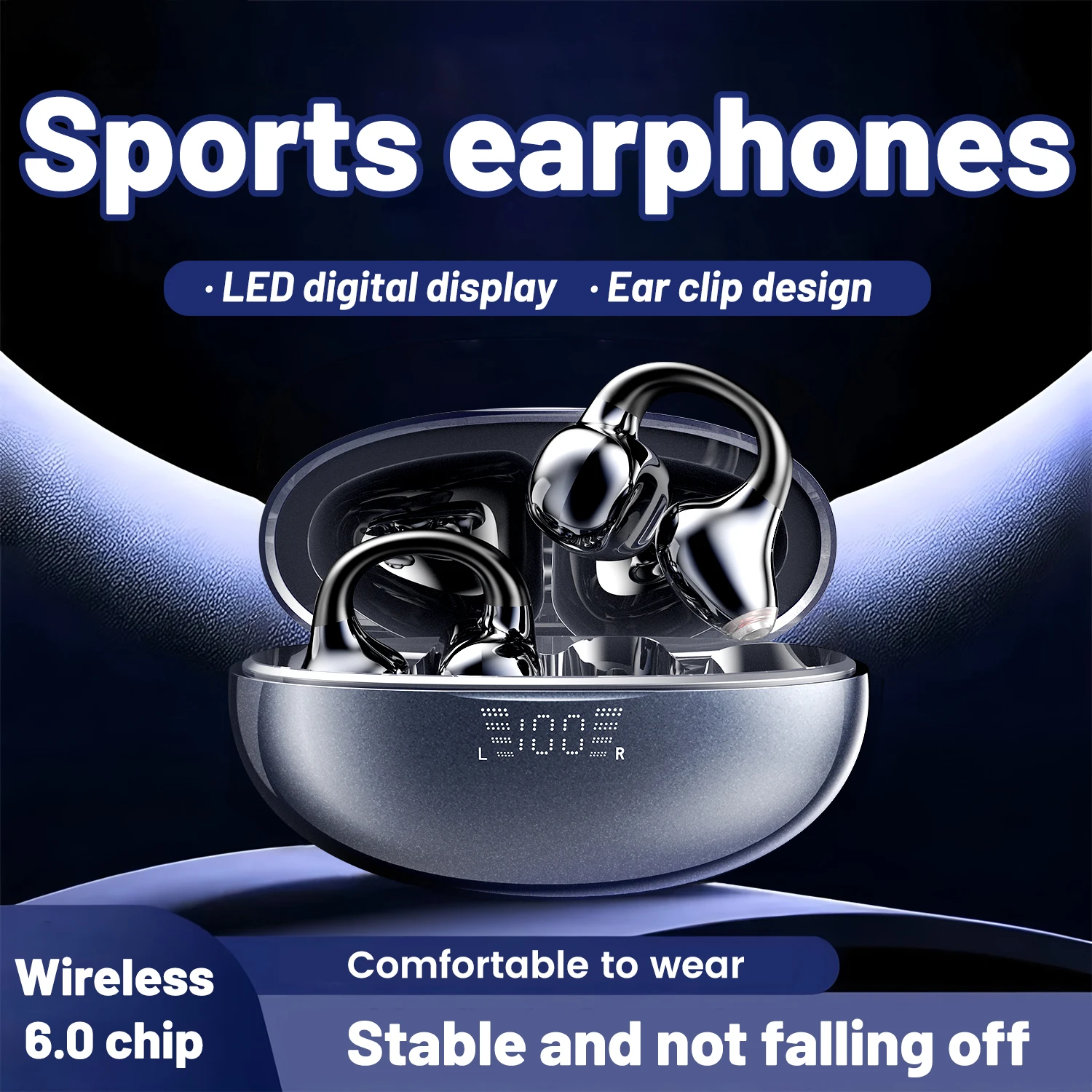 

SK39 Wireless Bluetooth Earphones 6.0,Ear Clip Headphones,Sports Noise Reduction Headset Voice Call Earbuds,Adults Surprise Gift