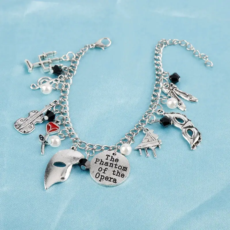 The Phantom Of The Opera Bracelets Mask Dance Guitar Charm Classic Bracelets For Women Fashion Jewelry chram Bangle lovers Gift