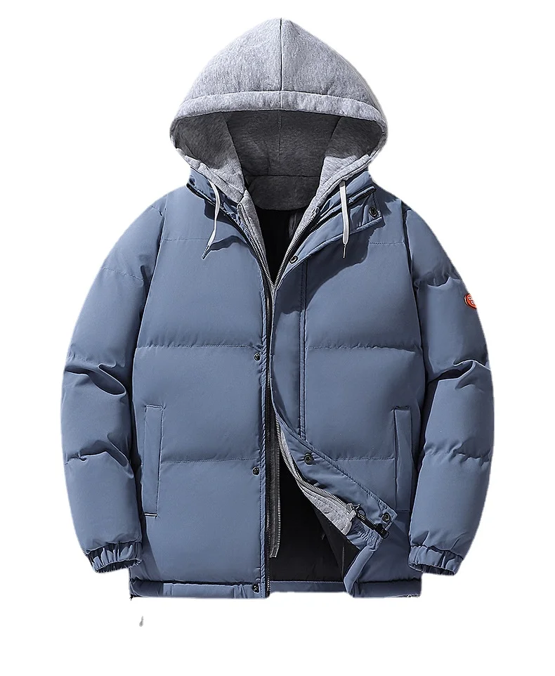 Inverno nuovo cotone imbottito moda uomo pane largo indossare falsi due cappotti con cappuccio piumino caldo spesso di alta qualità taglia 4XL