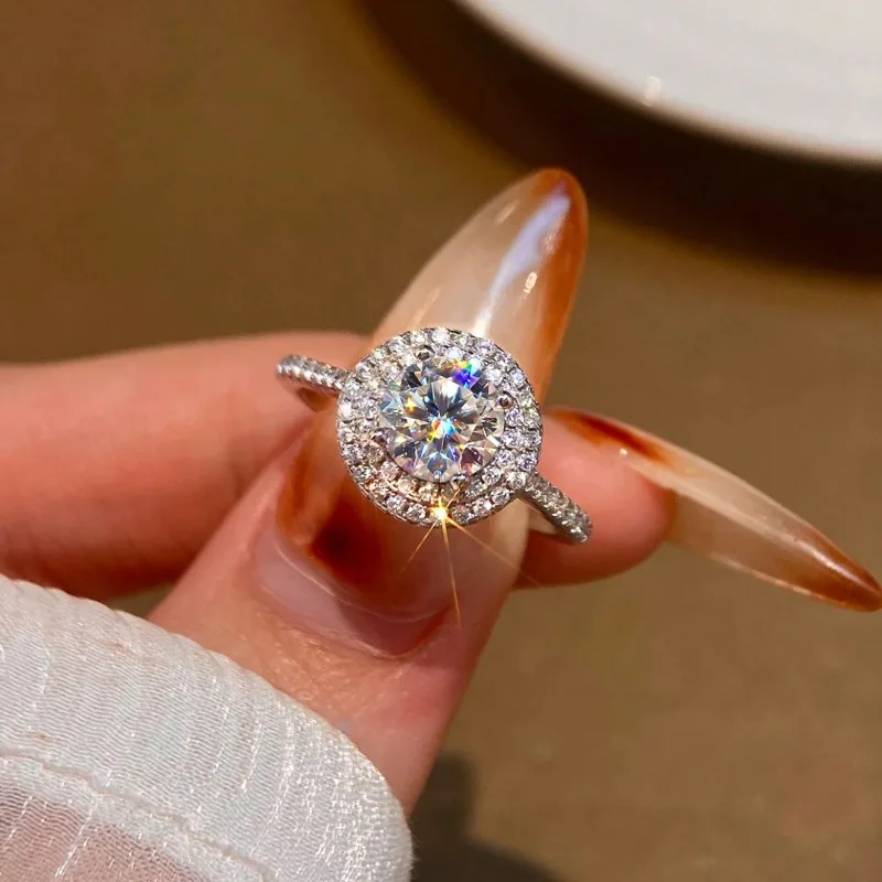1pc 1/2 Carat Synthetic Zircon Engagement Ring - S925 Silver, Meaningful Graduation Gift, Adult Gift, Gift for Your Lover.
