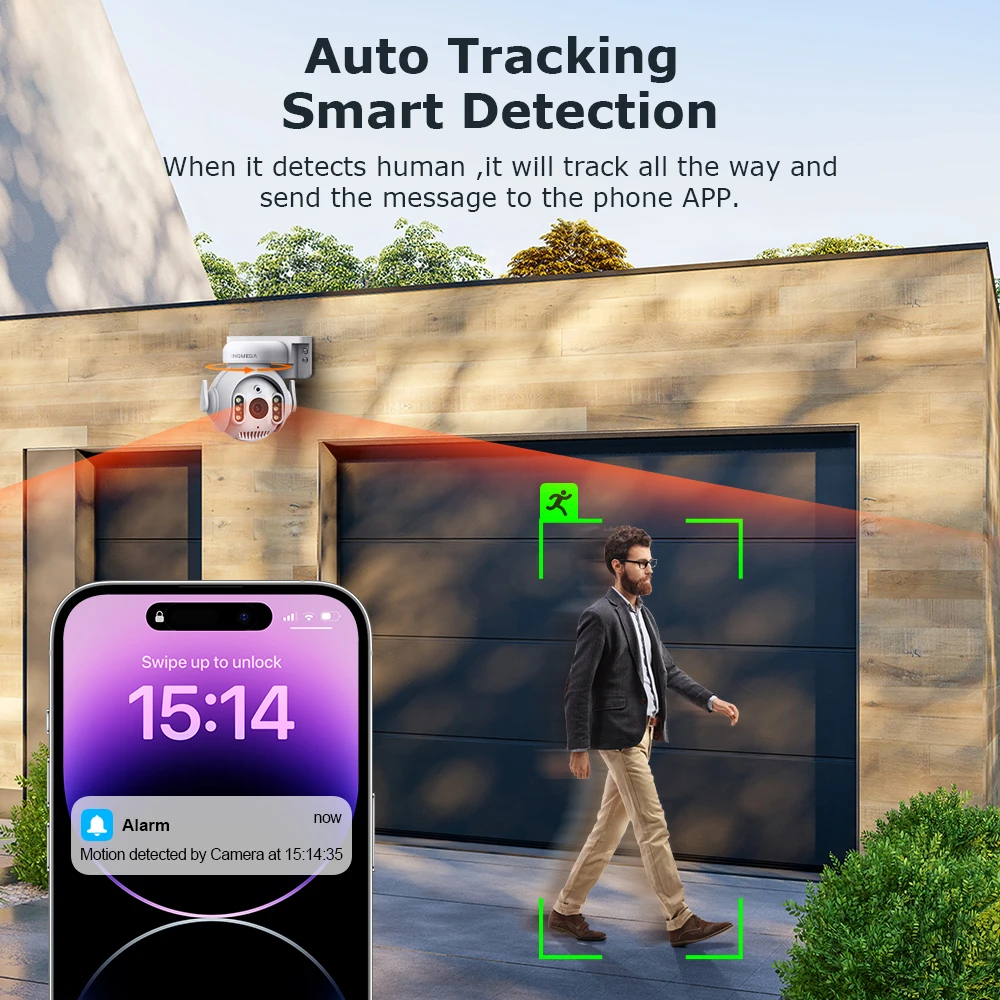 INQMEGA 5MP PTZ Wifi IP cámara al aire libre inteligente PIR detección de seguimiento humano cámara inalámbrica visión nocturna Audio bidireccional cámara tuya