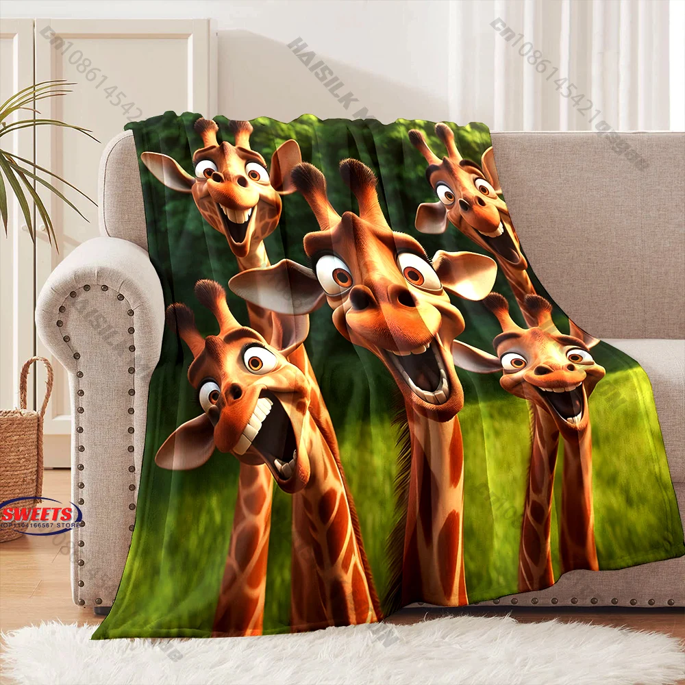 

"Cartoon Giraffe Funny Blanket" Multiple sizes kid's and adults' bedroom living room sofa decor blanket, Exquisite gift