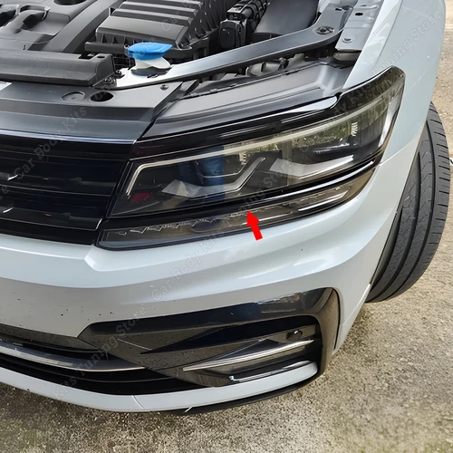 Tiras de moldura para faros delanteros, color negro brillante, cubierta de párpados, embellecedor para Volkswagen Tiguan MK2 R Line 2017 2018 2019 2020 2021, 2 uds.