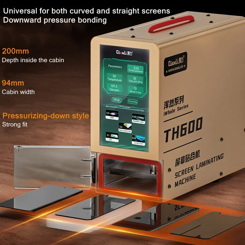 QIANLI TH600 Curved Straight Screen Pressing Machine Universal Laminating Machine Mobile Phone Screen Repair Laminating Machine