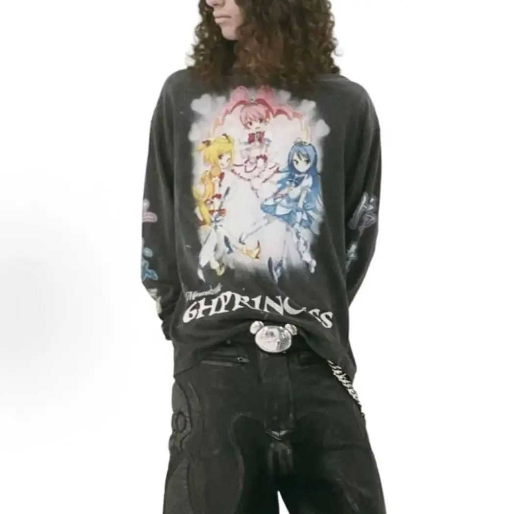 26SS Saint Magic Girl Washed Women Men Hoodie Sweatshirt Oversized Men Cotton Vintage Sweatshirts Pullover