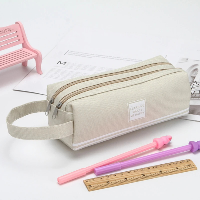 Astucci semplici astucci borsa Oxford Pen Box Pouch doppio strato grande capacità per ragazze torna a scuola forniture per studenti cancelleria