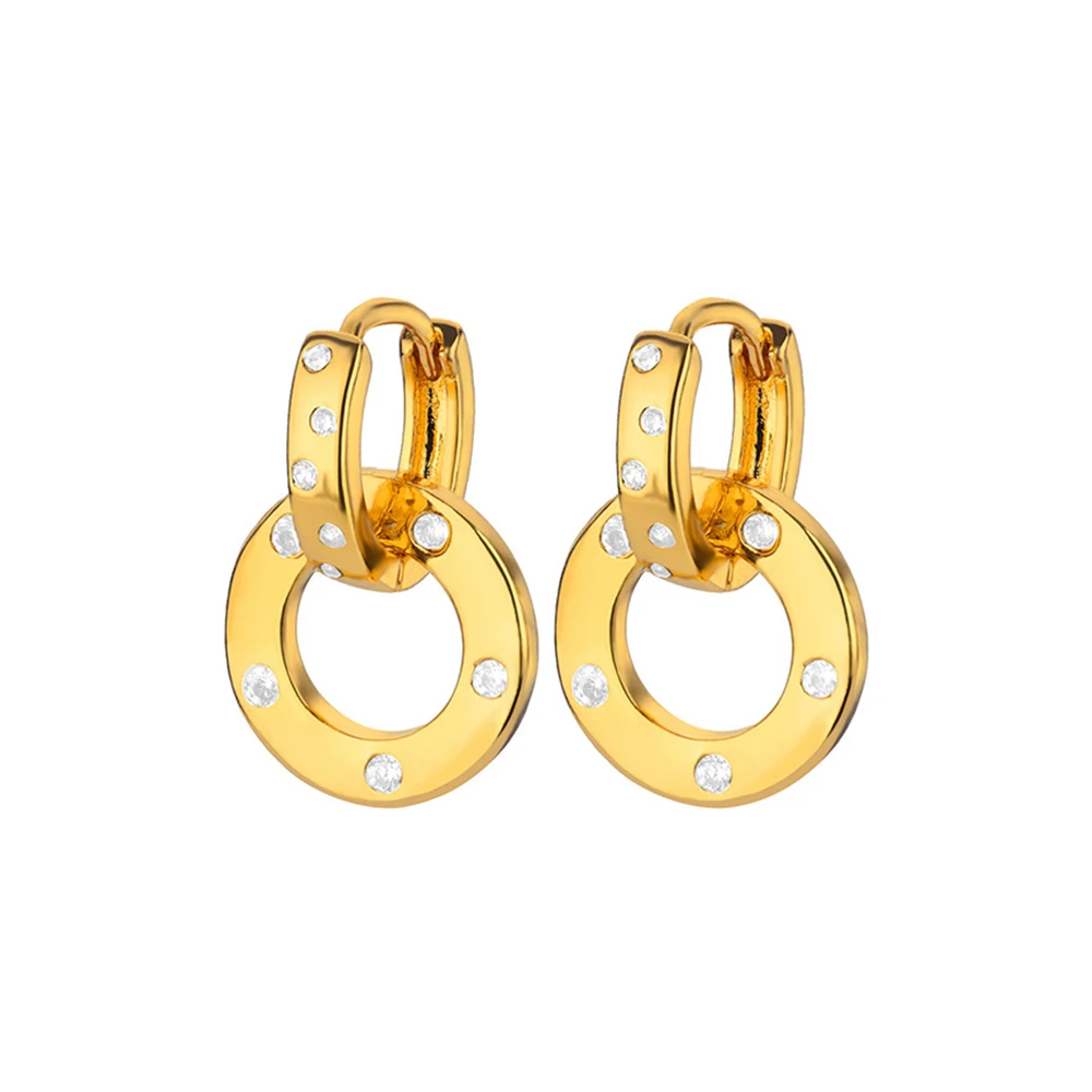 

Zircon Hoop Earrings For Women Gold Color Round Female Earring Fashion Wedding Ear Jewelry Brincos Birthday Gift 2024 New Trend