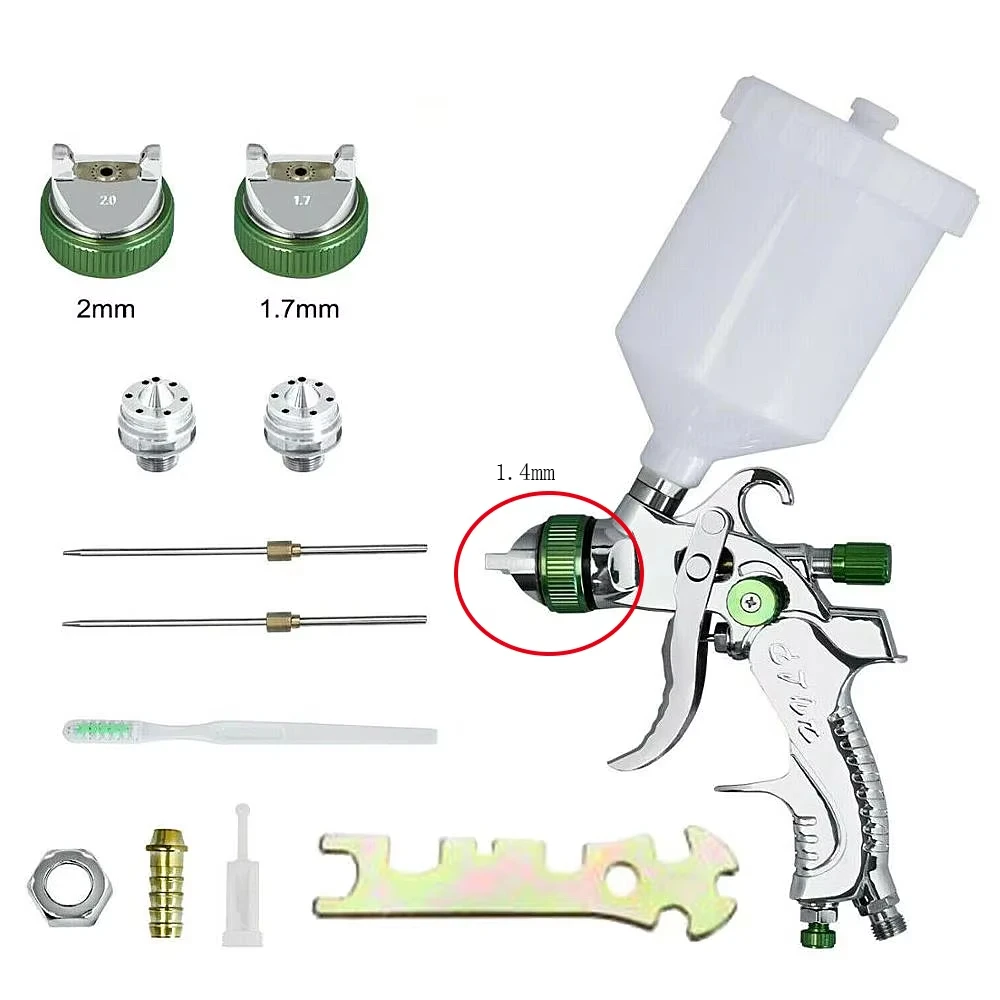 Hvlp Spray Gun Nozzle Sizes 0.8/1.0/1.4/1.7/2.0mm Gravity-Feed Spray Gun Suitable For Painting And Automotive Printing