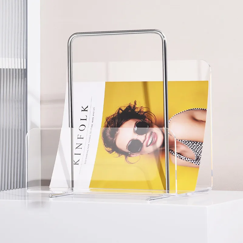 Modern Style Acrylic Magazine Book Organizer, Desktop Book Stand, Living Room Ornament Shelf, Home Decoration Ornament