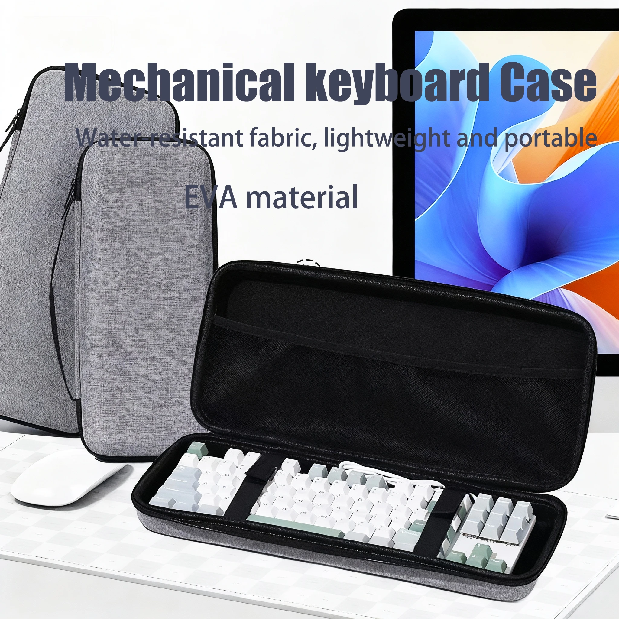 

Universal EVA Keyboard Bag Protective Case for Wired/Wireless Keyboard Portable Travel Storage Pouch Fit for 60% 87% Keyboard