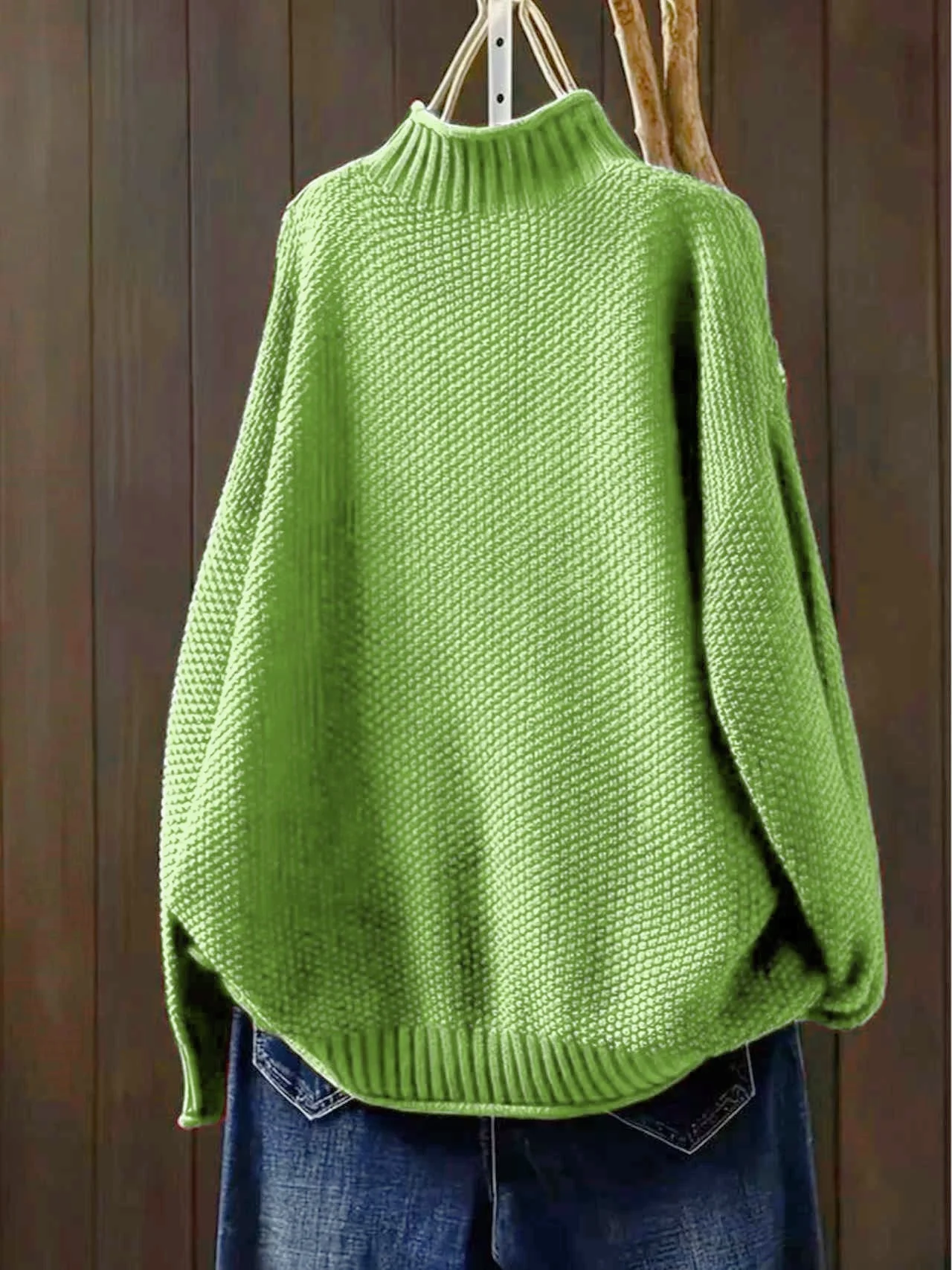 Damen-Pullover mit halbem Rollkragen und langen Ärmeln in Übergröße (Freizeitkleidung) ​ – Detail 18