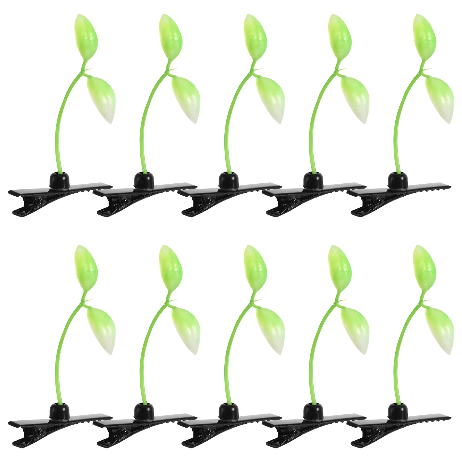 

10pcs Women Girls Hair Clip Sprout Style Durable Metal PE Material Beautiful Delicate Headwear Green Color Sweet Hairpin