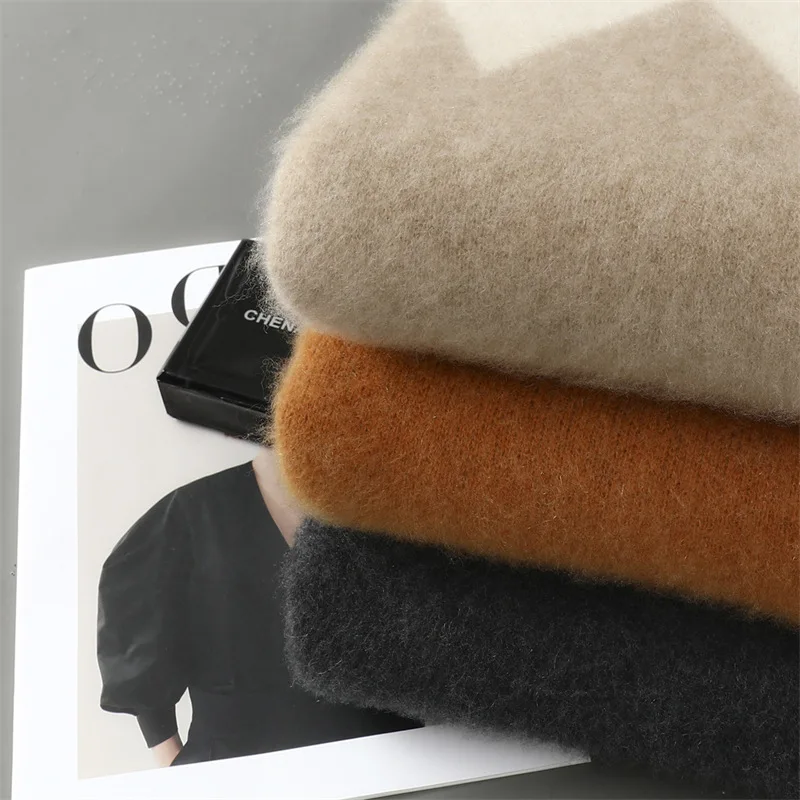 خريف شتاء جديد رداء علوي من الصوف الرجال الجولة الرقبة الجاكار سميكة سترة موضة بسيطة فضفاضة محبوك قاعدة قميص #4