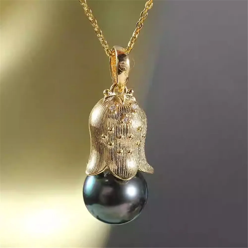

S925 Sterling Silver Pearl Pendant Setting, DIY Empty Bezel Cup Jewelry Supplies for Craft Making, Hollow Prong Pendant Findings