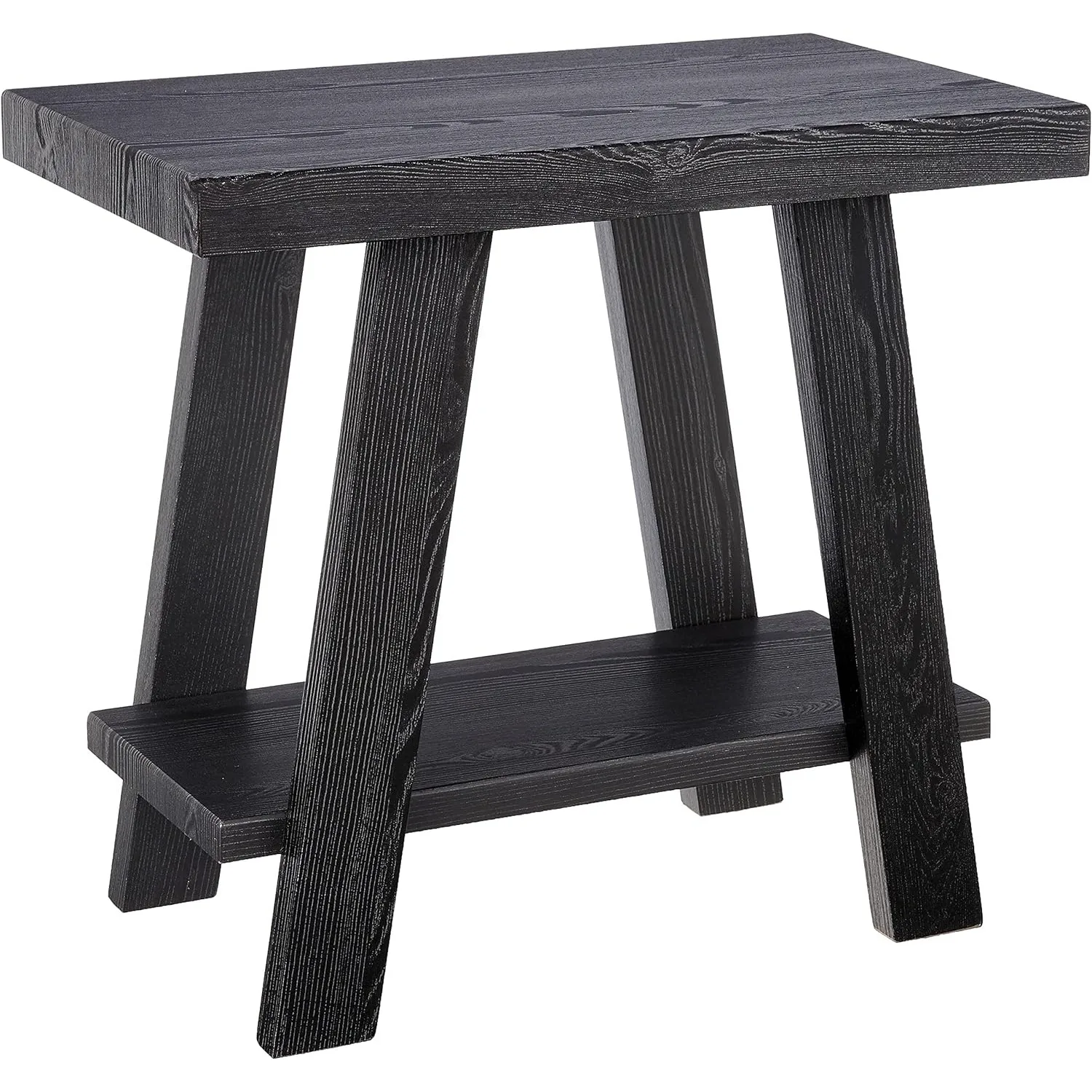 Contemporary Wood Small End Table，A shelf underneath the table top provides extra storage space