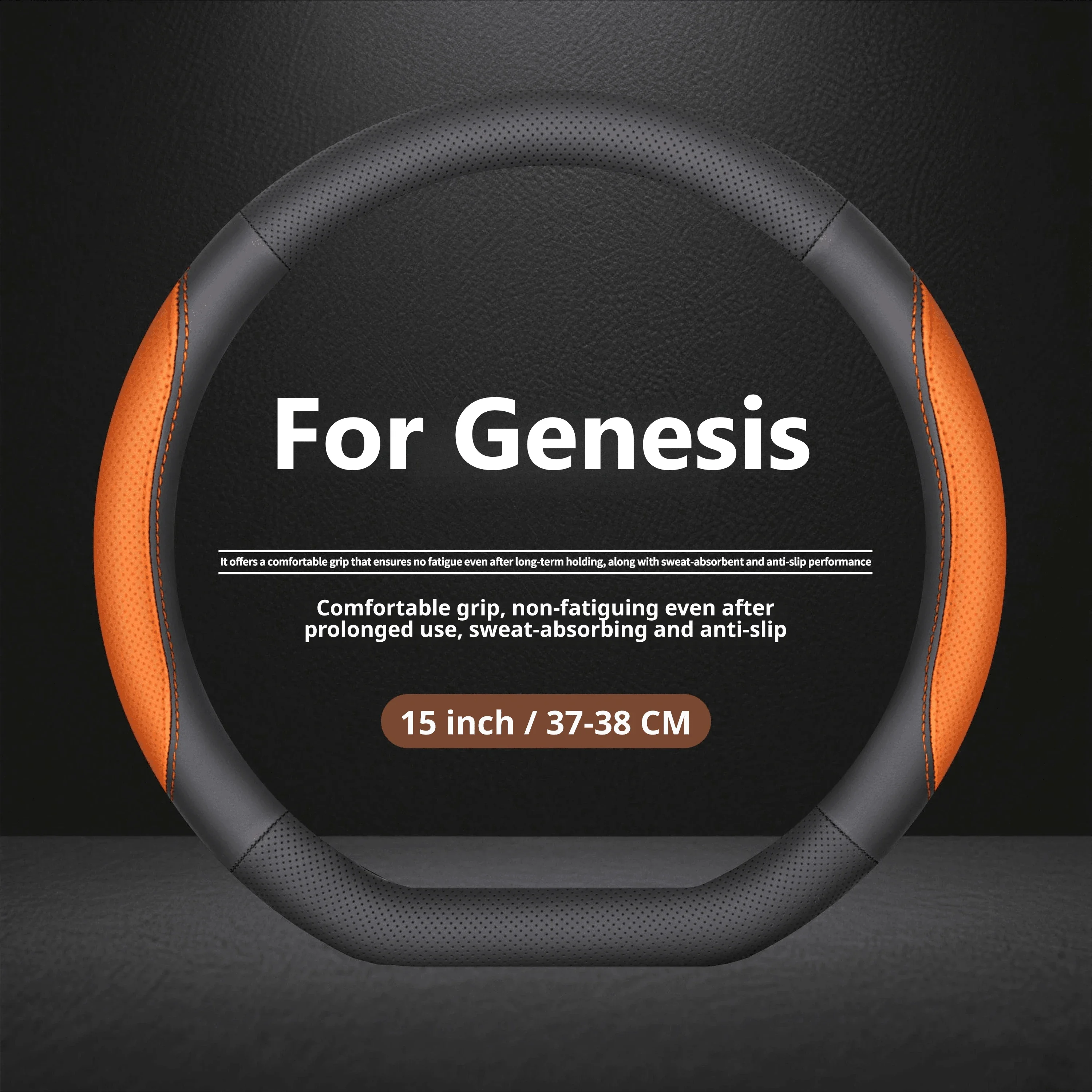 Ultra Thin Car Steering Wheel Cover For GENESIS G70 G80 G90 GV60 GV70 GV80 GV80 GV90 38CM Premium Touch Car Interior Accessories