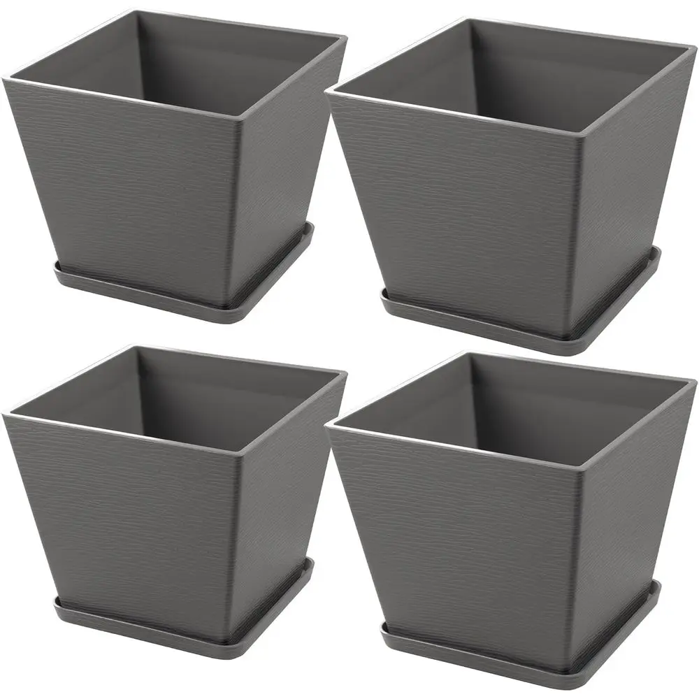 

4-Pack Kozyard Taper Planters for Indoor/Outdoor Use with Water-Collecting Trays, Ideal for Porch, Patio, and Backyard Décor, Su