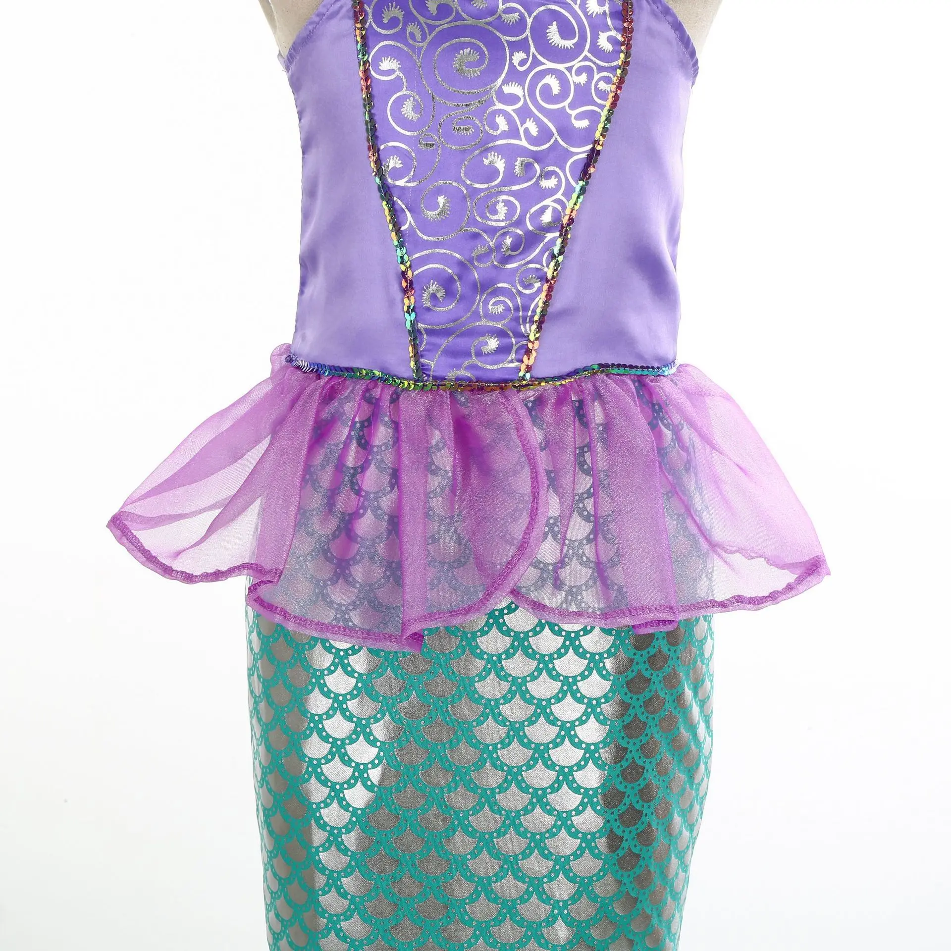 Disney Kid Purple Mermaid Dress Princess Costume Perform Clothes Baby Girl Birthday Party Christmas Cosplay Dress Suit for Girls image 6
