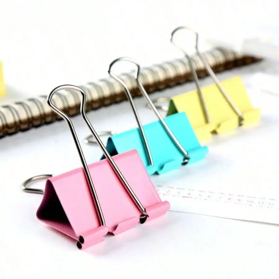 30PCS 2025 15mm Binder Clips  Colorful Clamps For Documents/Exams