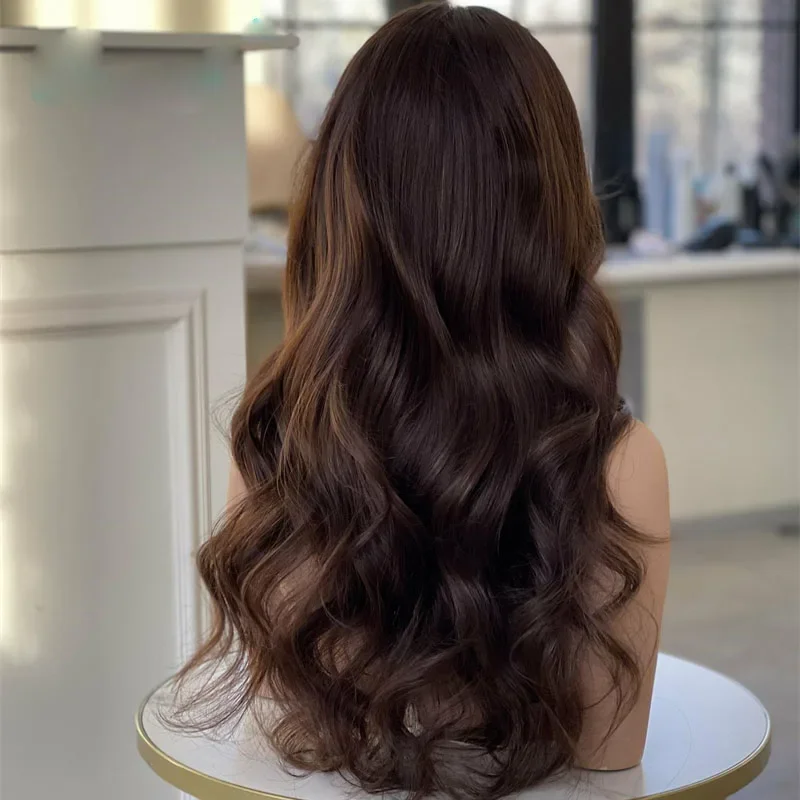 180 الكثافة 28 بوصة براون الجسم موجة طويلة غلويليس الدانتيل 5x5 الحرير قاعدة باروكة من شعر طبيعي للنساء BabyHair preplucked يوميا #5