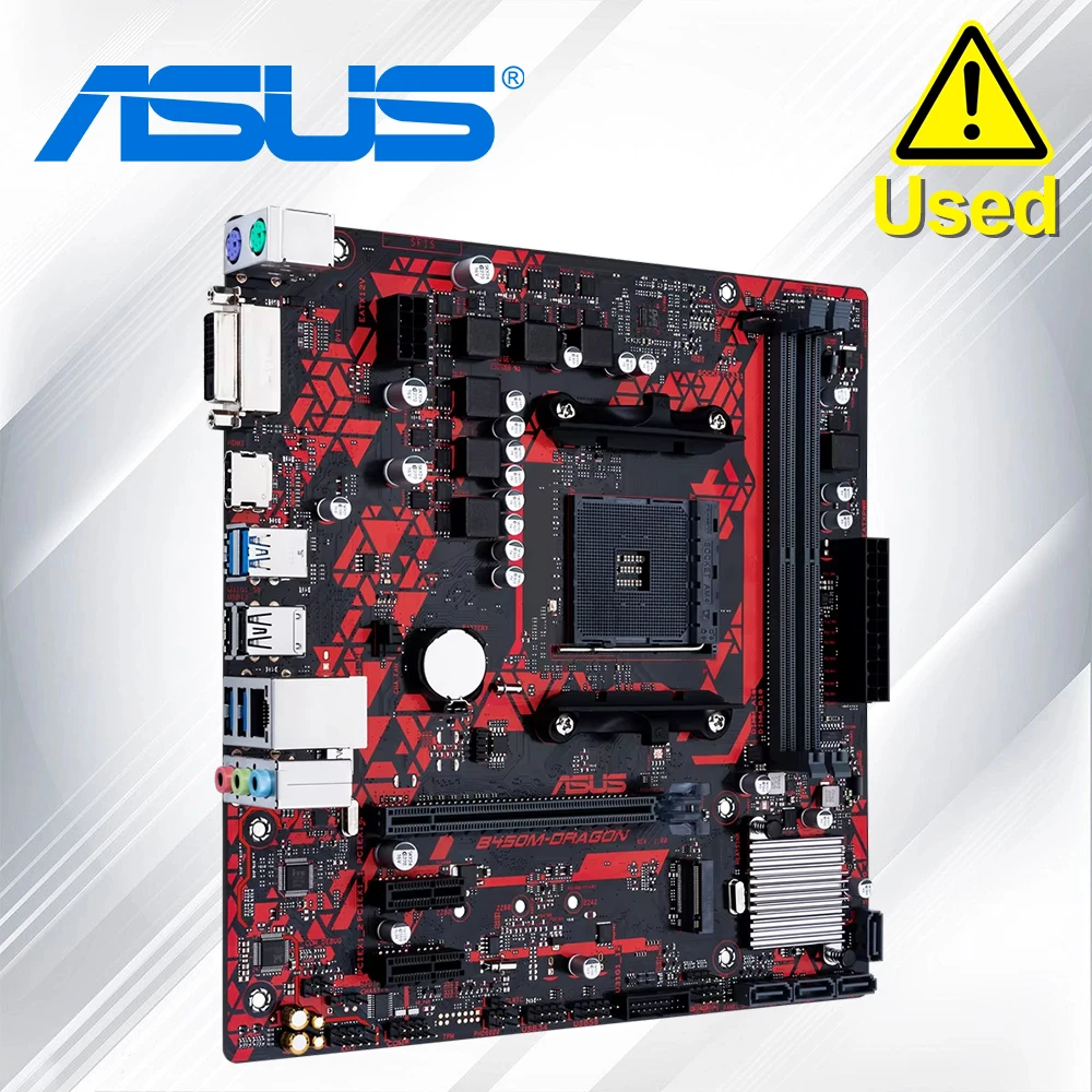 ASUS B450M DRAGON Motherboard AMD B450 AM4 DDR4 M.2 mATX USB 3.2 DVI HDMI