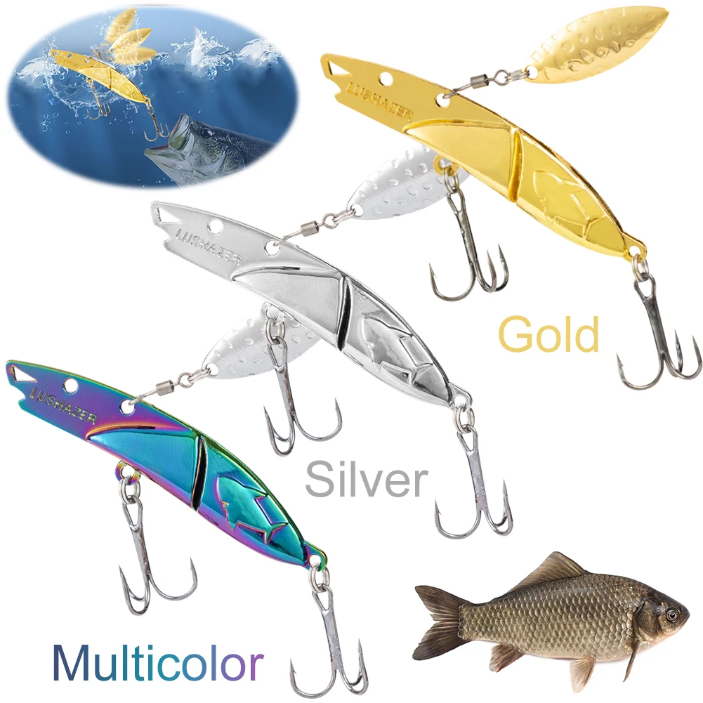 

Metal Blade Fishing Lures 360 Degree Rotating Sinking Hook Lures Reflective Spinner Spoon Hard Bait for Saltwater Freshwater