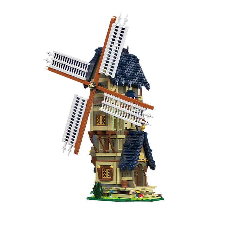 1584PCS Medieval Windmill Building Blocks Street View Villa Model Architecture City House Bricks Toy Kid Adult For Gifts