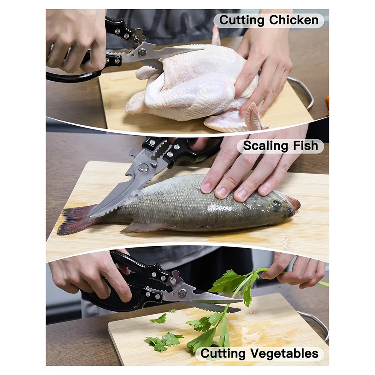 2025+ Heavy Duty Poultry Shears, Kitchen Shears with Slip Handle, Multi-Purpose for Meat Cutting Turkey Fish Vegetables