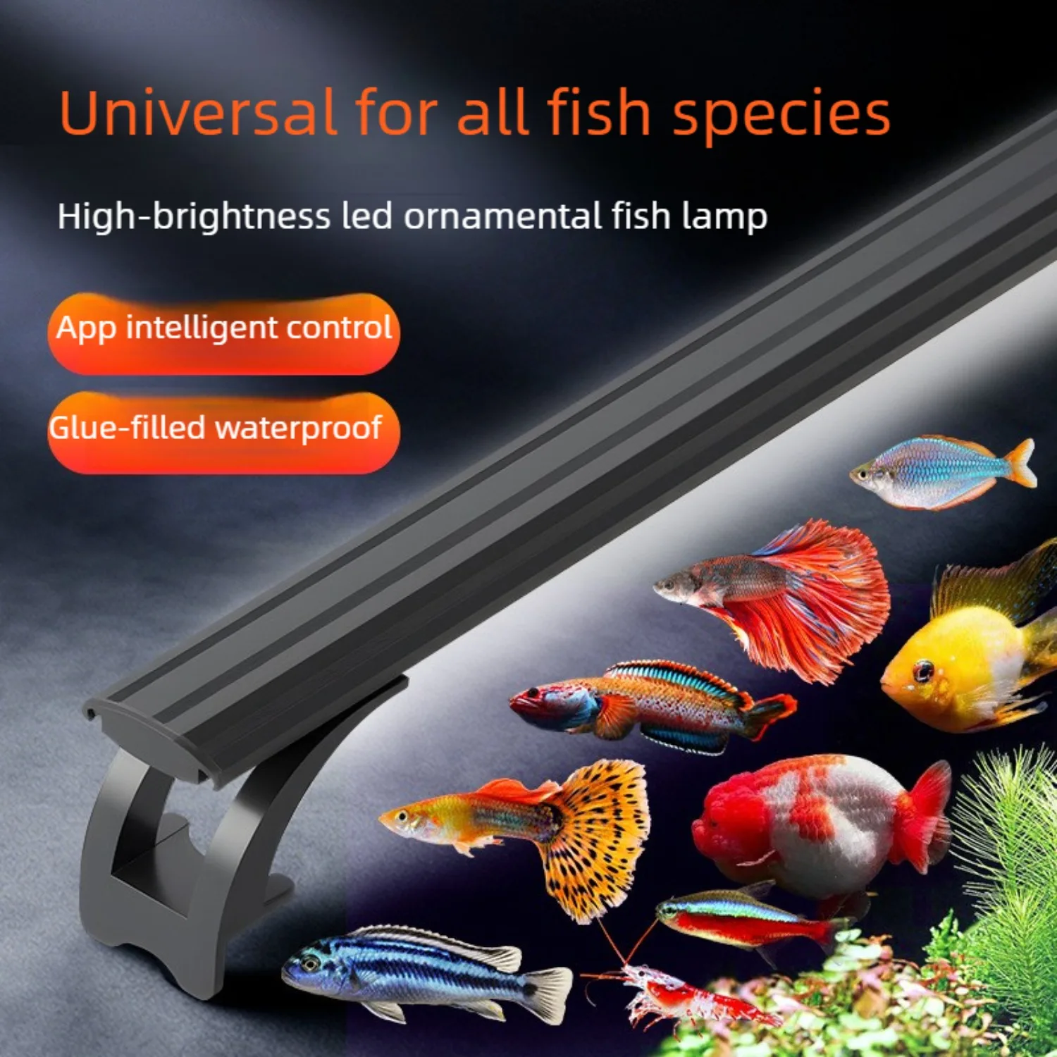 

Dimmable Fish Tank LED Light with APP, Color Change, Multicolor Aquarium Plant Lamp Stimulate Sunrise Daylight Sunset Moonlight