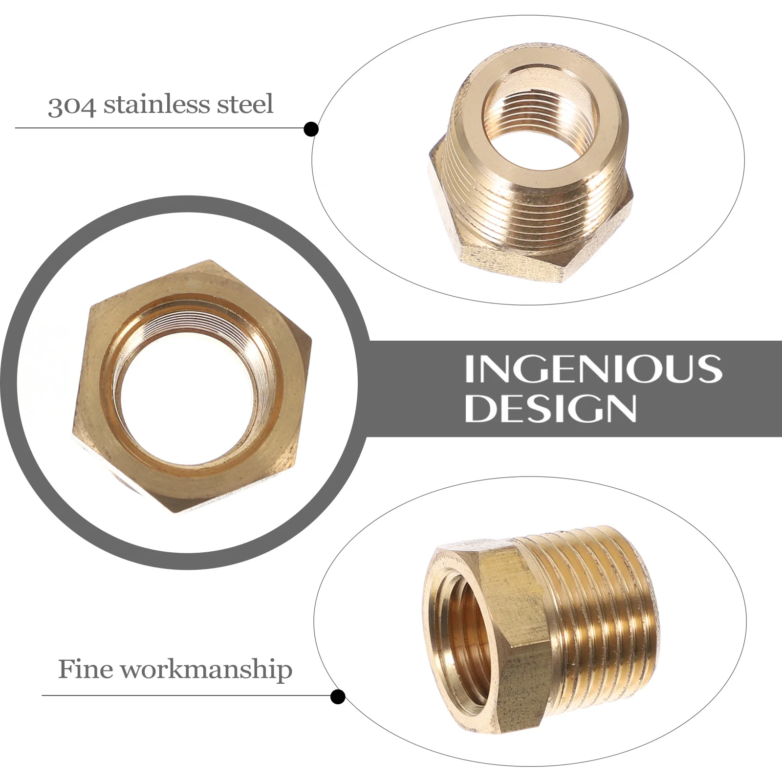 

304 Stainless Steel Reducor 38 Male Npt X 14 Female Npt Hose Fitting Bushing Connector for Water Oil Gas Hose