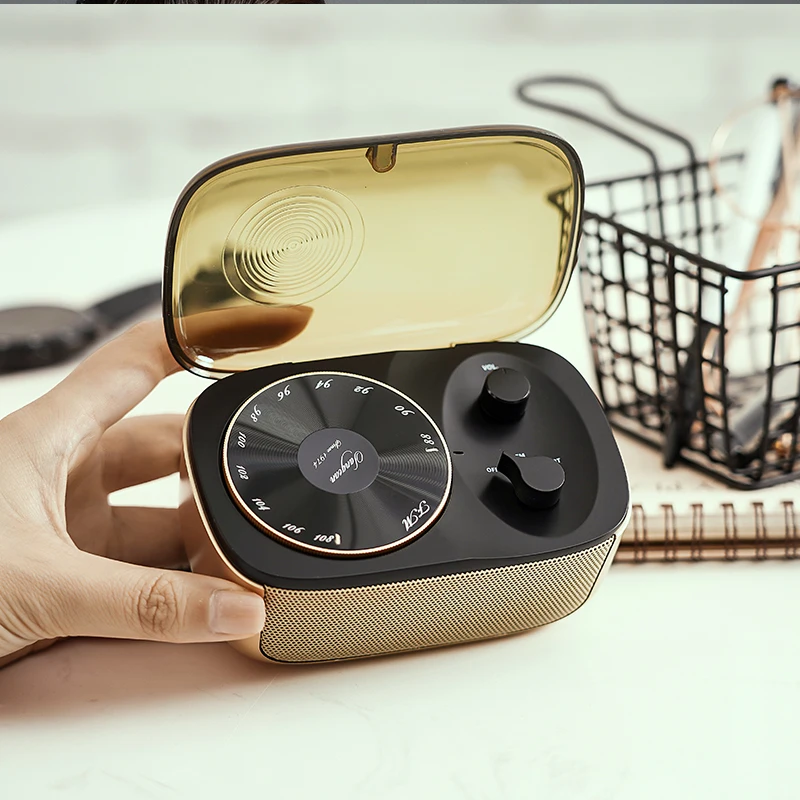 

SANGEAN Pandora Black Gold Bluetooth Speaker FM Radio Business Travel Portable Stereo Subwoofer Wireless Speaker Music Box Gift