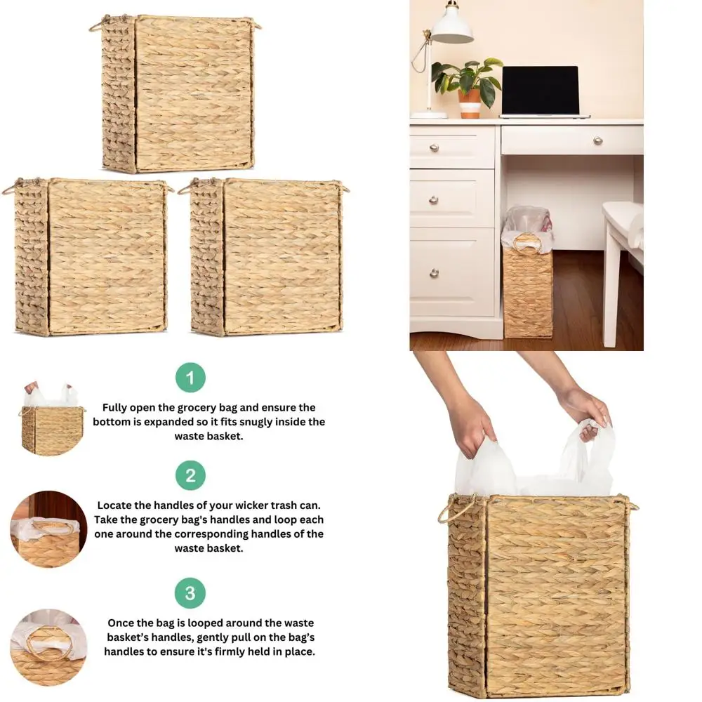 

Reusable Grocery Bag Waste Basket - 3-Pack, Fits Shopping Bags, Eco-Friendly Trash Can for Recycling